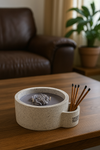 Hand-made Cement Soy Candle Vessel w Matches
