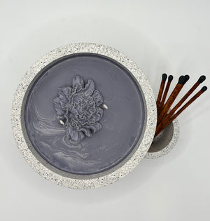 Hand-made Cement Soy Candle Vessel w Matches