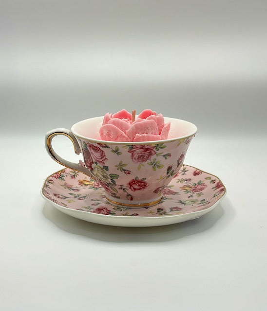 Tea Cup Rose Soy Candle